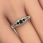Sterling Silver Victorian Black CZ Ring