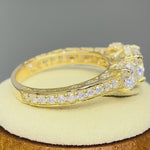 Solid 14K Yellow Gold Victorian Style Round Cut CZ Engagement Ring