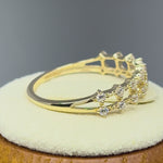 Solid 14K Gold Layered Beaded CZ Ring