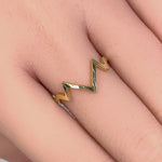 Solid 14K Yellow Gold Zig Zag Ring