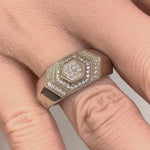 Sterling Silver Clear CZ Layered Hexagon Band Ring