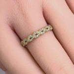 Solid 14K Yellow Gold Elegant Twist  0.10 ct. Diamond Band