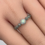 Sterling Silver Small Round Opal Marcasite Ring