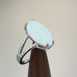 Sterling Silver Marquise White Lab-Opal Ring