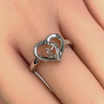 Sterling Silver Mother and Child Heart Ring