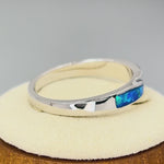 Sterling Silver Blue Lab Opal Band Ring