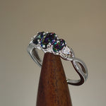 Sterling Silver Triple Rainbow CZ Ring