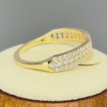 Solid 14K Yellow Gold Layered Chevron CZ Ring