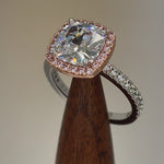 Sterling Silver Rose Gold-Plated Cushion-Cut CZ Halo Ring