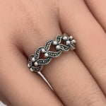 Sterling Silver Half Eternal Bali Marcasite Ring