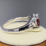 Sterling Silver Heart Shape Garnet CZ Ring