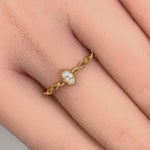 Solid 14K Yellow Gold Elegant Marquise CZ Ring