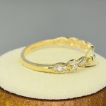 Solid 14K Yellow Gold Half Eternity Round Marquise CZ Ring