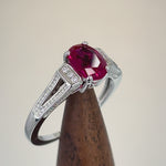 Sterling Silver Ruby Oval Cut CZ Ring