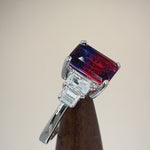 Sterling Silver Bi-Color Blue & Red Ombre CZ Ring