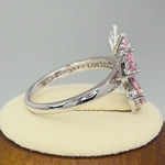 Sterling Silver Large Pink CZ Butterfly Ring