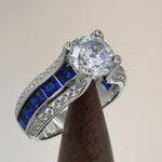 Sterling Silver Blue Row CZ Engagement Ring