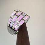Sterling Silver Pink Bricks Lab Opal Ring