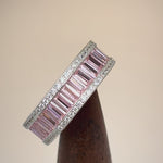 Sterling Silver Emerald Cut Eternity Pave Pink CZ Ring