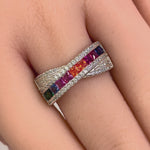 Sterling Silver Rainbow CZ Twist Ring