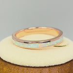 Sterling Silver Rose Gold Eternity Lab Opal Ring