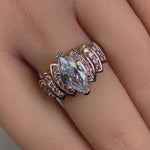 Sterling Silver Two-Tone Rose-Gold Marquise Engagement CZ Ring