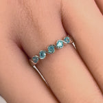 Sterling Silver Quintuple Aqua Blue CZ Ring