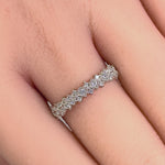 Solid 14K White Gold Elegant Half Eternity Wedding CZ Band