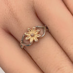 Sterling Silver Rose Gold Two Tone Daisy Flower Ring