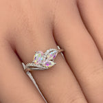 Sterling Silver Iridescent Rainbow Marquise CZ Ring