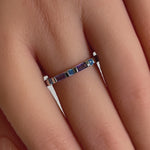Sterling Silver Blue & Purple Eternity CZ Ring