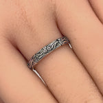 Sterling Silver Bold Flowers & Vines Eternity Ring