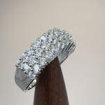 Sterling Silver Triple Row Half Eternity Ring