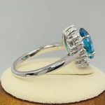 Sterling Silver Aqua Blue Oval CZ Ring
