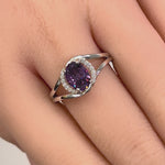 Sterling Silver Purple CZ Halo Ring