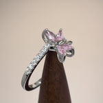 Sterling Silver Butterfly Pink CZ Ring