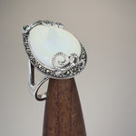 Sterling Silver Mother of Pearl Marcasite Ring