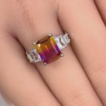 Sterling Silver Bicolor Orange Red Ombre CZ Ring
