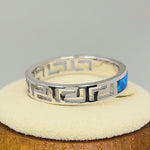 Sterling Silver Greek Blue Lab Opal Band Ring