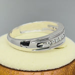 Solid 14K White Gold Half Eternity Men's 0.21 ct. Diamond Band
