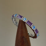 Sterling Silver Blue & Purple Eternity CZ Ring