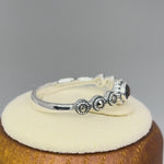 Sterling Silver Small Round Abalone Marcasite Ring