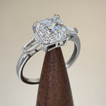 Solid 14K White Gold Asscher Cut CZ Engagement Ring