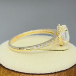 Solid 14K Yellow Gold Halo Cushion Cut CZ Engagement Ring