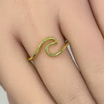 Sterling Silver Gold Plated Ocean Wave Ring