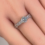 Solid 14K White Gold Round & Princess Cut CZ Engagement Ring