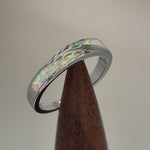 Sterling Silver White Lab Opal Band Ring
