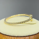 Solid 14K Yellow Gold Modern Abstract Round CZ Ring