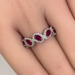 Sterling Silver Pear Oval Ruby-tone CZ Ring