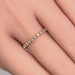Solid 14K Yellow Gold Row Round Clear CZ Ring